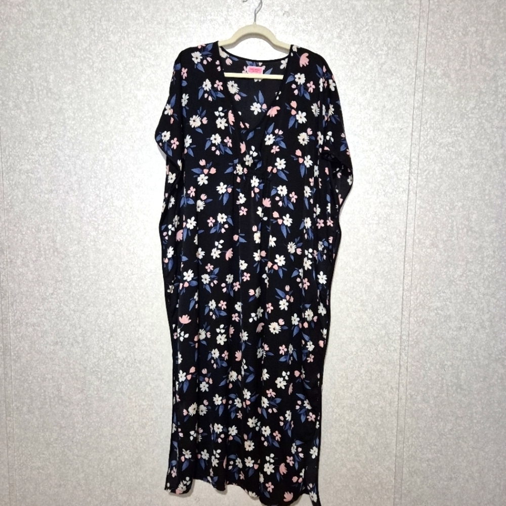 Kate Spade Black and Pink V-Neck Kaftan Dress...SIZE:XS-S